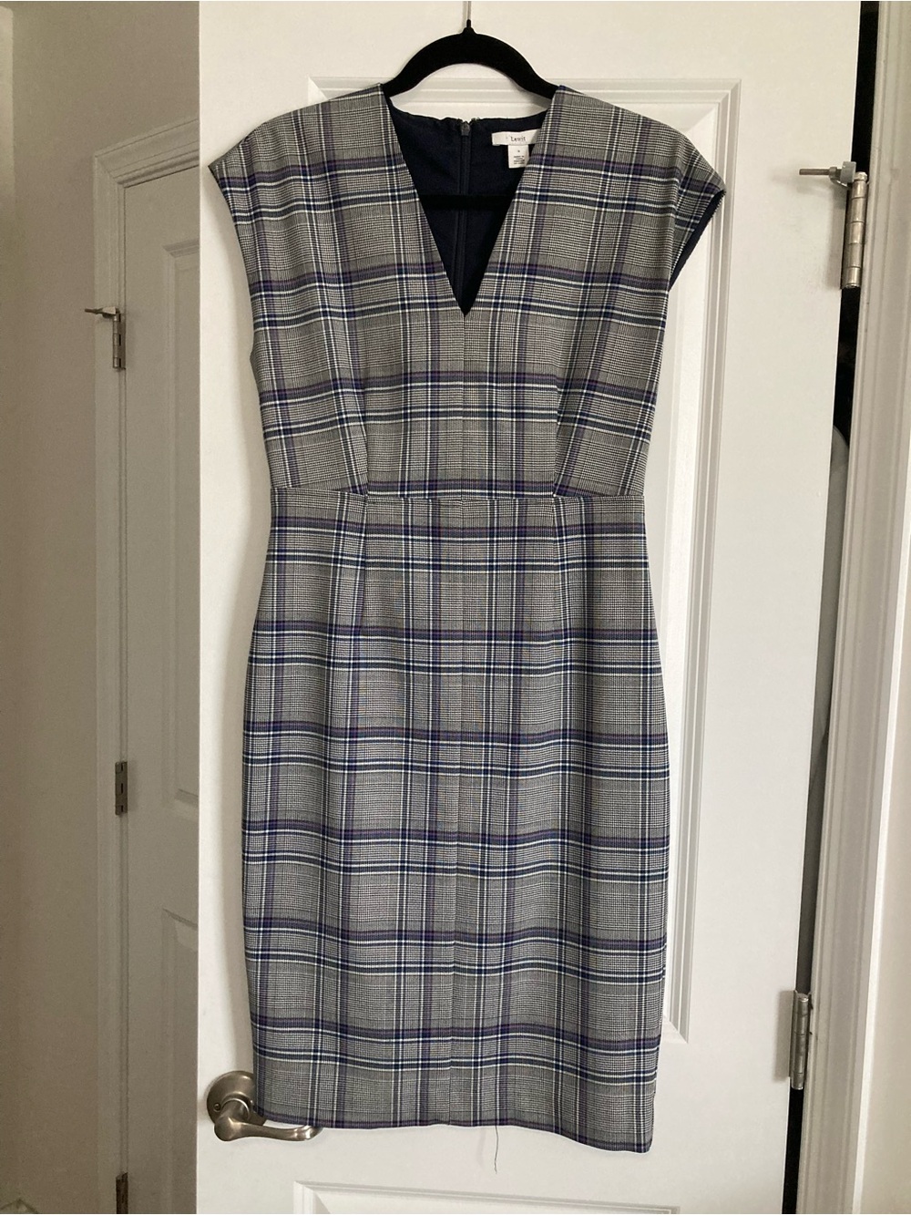 NWOT Lewit Wool Plaid Sheath Dress